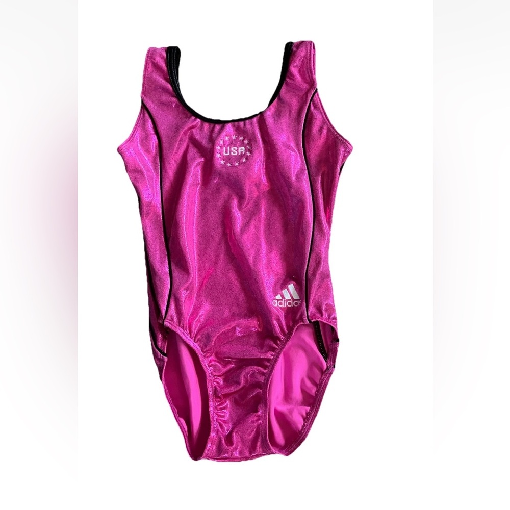 Sz Adult XS NWT ADIDAS Emerald Training Sparkly Pink USA Gymnastics Leotard